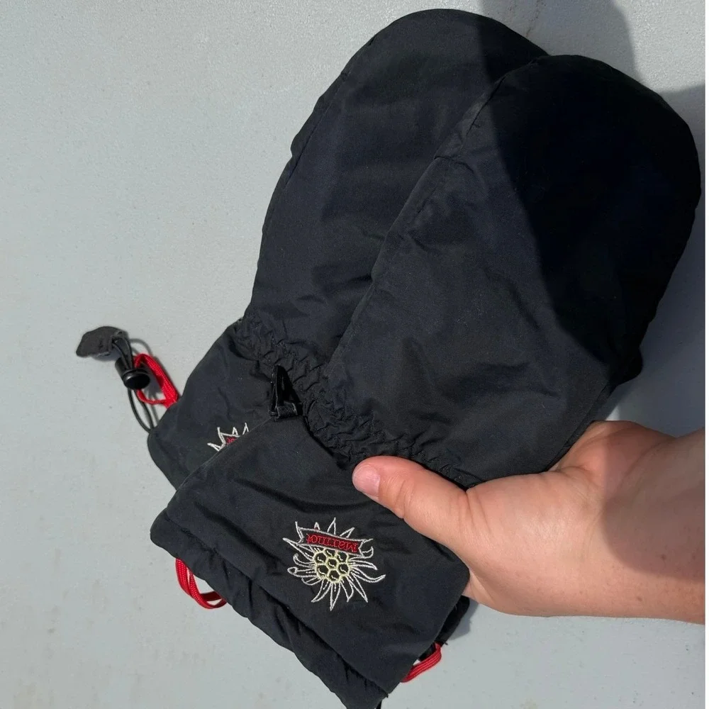 Marmot Women's Black Sz Small Nylon and Leather Ski Snow‎ Mitten Set